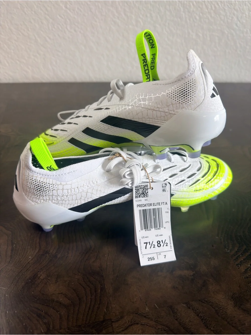 adidas Kids Predator Soccer Cleats - White, Black & Neon Yellow